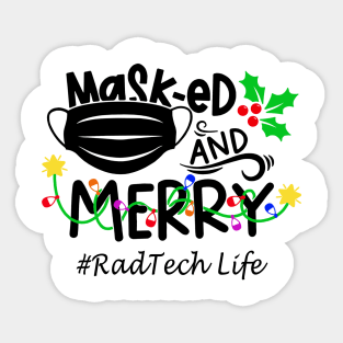 Masked And Merry Rad Tech Christmas Sticker